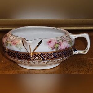 Floral Porcelain Creamer with Gold &  Blue Accents Made In Germany